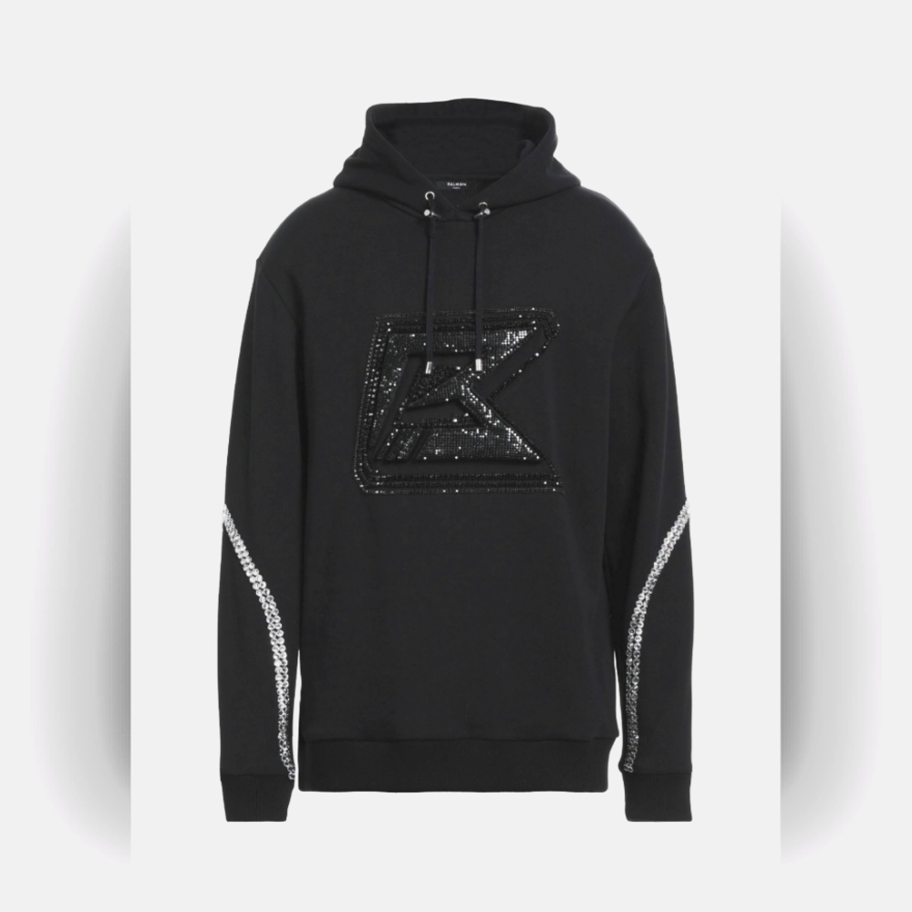 Balmain crystal embellished hoodie, sz XL